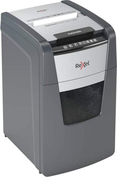 Rexel Optimum AutoFeed+ 130X Aktenvernichter mit Partikelschnitt P-4, 4 x 28 mm, bis 130 Blatt, schwarz