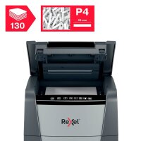 Rexel Optimum AutoFeed+ 130X Aktenvernichter mit Partikelschnitt P-4, 4 x 28 mm, bis 130 Blatt, schwarz
