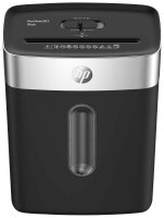 HP OneShred 8CC Aktenvernichter mit Partikelschnitt P-4, 5 x 18 mm, bis 8 Blatt, schwarz, silber