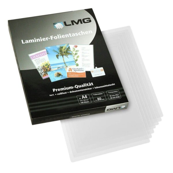 LMG Laminierfolien matt für A4 80 micron, 100 St.