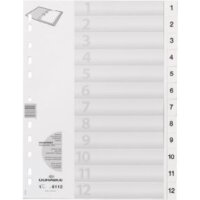 DURABLE Ordnerregister Vollformat 1-12 weiß...