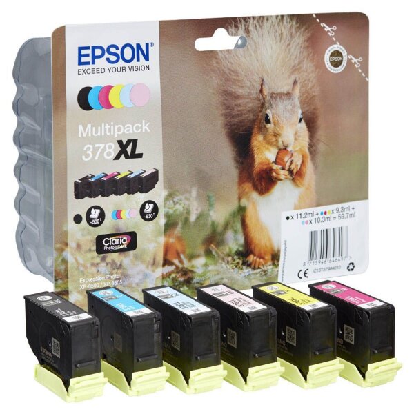 EPSON 378XL/T37984 (Eichhörnchen) schwarz, cyan, magenta, gelb, light cyan, light magenta Druckerpatronen, 6er-Set