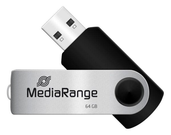 MediaRange USB-Stick schwarz, silber 64 GB