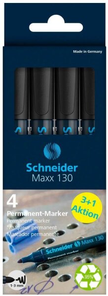 Schneider Maxx 130 Permanentmarker schwarz 1,0 - 3,0 mm, 4 St.