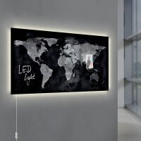 SIGEL Glas-Magnettafel artverum® LED light 91,0 x 46,0 cm World-Map