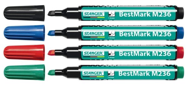 STANGER BestMark M236 Permanentmarker-Set farbsortiert 1,0 - 4,0 mm, 4 St.