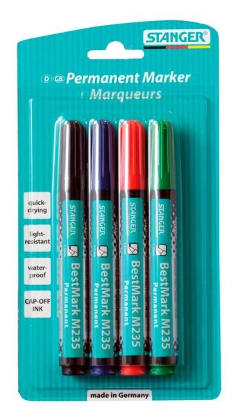 STANGER BestMark M235 Permanentmarker-Set farbsortiert 1,0 - 3,0 mm, 4 St.