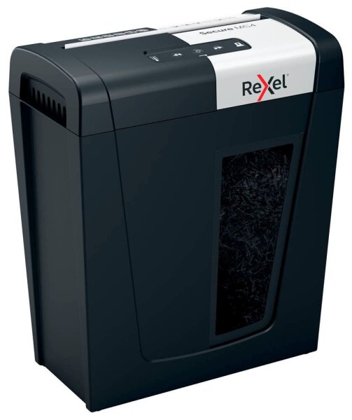 Rexel Secure MC4 Aktenvernichter mit Partikelschnitt P-5, 2 x 15 mm, bis 4 Blatt, schwarz