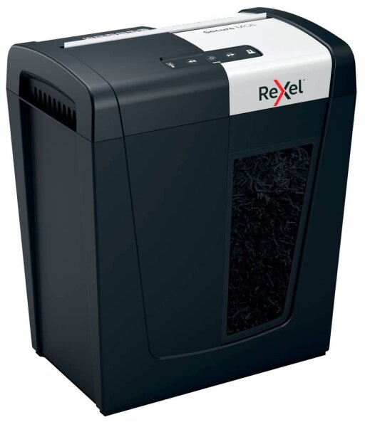 Rexel Secure MC6 Aktenvernichter mit Partikelschnitt P-5, 2 x 15 mm, bis 6 Blatt, schwarz