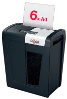 Rexel Secure MC6 Aktenvernichter mit Partikelschnitt P-5, 2 x 15 mm, bis 6 Blatt, schwarz