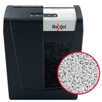 Rexel Secure MC6 Aktenvernichter mit Partikelschnitt P-5, 2 x 15 mm, bis 6 Blatt, schwarz