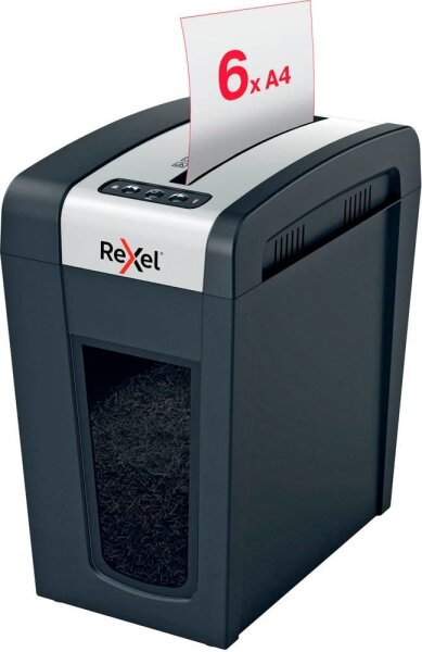 Rexel Secure MC6-SL Aktenvernichter mit Partikelschnitt P-5, 2 x 15 mm, bis 6 Blatt, schwarz