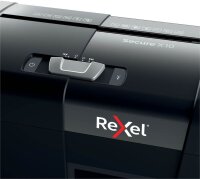 Rexel Secure X10 Aktenvernichter mit Partikelschnitt P-4, 4 x 40 mm, bis 10 Blatt, schwarz