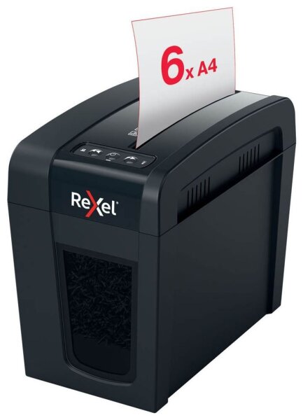 Rexel Secure X6-SL Aktenvernichter mit Partikelschnitt P-4, 4 x 40 mm, bis 6 Blatt, schwarz