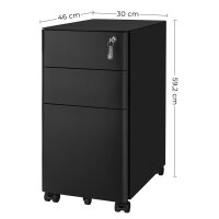SONGMICS Rollcontainer schwarz 3 Auszüge 30,0 x 46,0...