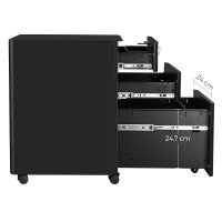 SONGMICS Rollcontainer schwarz 3 Auszüge 30,0 x 46,0 x 59,2 cm