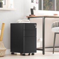 SONGMICS Rollcontainer schwarz 3 Auszüge 30,0 x 46,0 x 59,2 cm