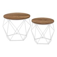 VASAGLE Couchtische-Set rund Spanplatte braun, 2 Set