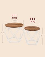 VASAGLE Couchtische-Set rund Spanplatte braun, 2 Set