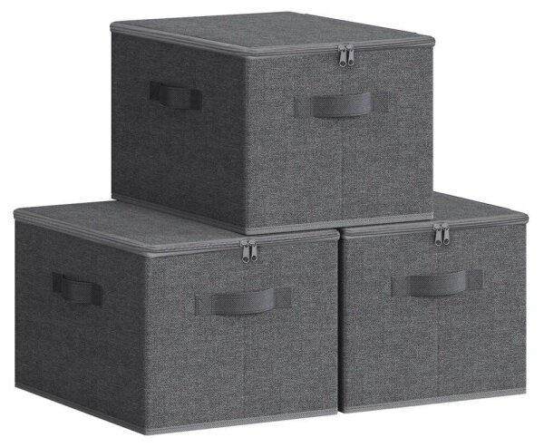 SONGMICS Aufbewahrungsboxen silbergrau 40,0 x 30,0 x 25,0 cm, 3 St.