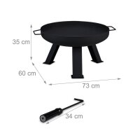 relaxdays Feuerschale schwarz 60,0 cm