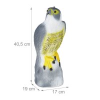 relaxdays Vogelschreck Falke sitzend grau 17,0 x 19,0 x 40,5 cm