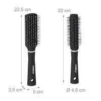 relaxdays Haarbürsten-Set schwarz, weiß, 4 St.