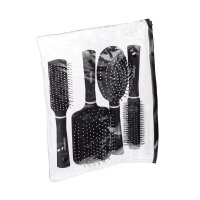 relaxdays Haarbürsten-Set schwarz, weiß, 4 St.