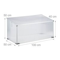 relaxdays Frühbeet Kunststoff transparent rechteckig 100,0 x 50,0 x 50,0 cm, 1 St.