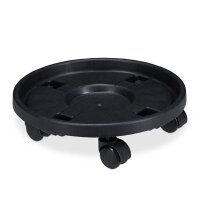 relaxdays Pflanzenroller Kunststoff, Ø 35,5 cm schwarz rund, 2 St.