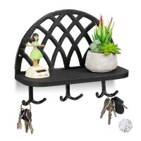 relaxdays Schlüsselbrett schwarz mit 6 Haken