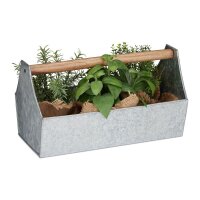 relaxdays Blumenkasten Metall silber rechteckig 36,0 x 20,0 cm