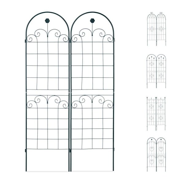 relaxdays Rankgitter Metall dunkelgrün rechteckig 50,0 x 1,5 x 180,0 cm, 2 St.