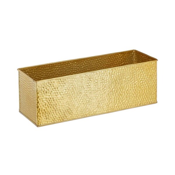 relaxdays Blumenkasten Metall gold rechteckig 40,0 x 12,5 x 13,5 cm, 1 St.