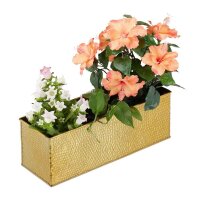 relaxdays Blumenkasten Metall gold rechteckig 40,0 x 12,5 x 13,5 cm, 1 St.