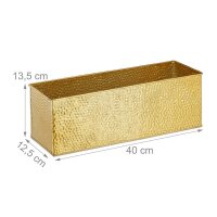 relaxdays Blumenkasten Metall gold rechteckig 40,0 x 12,5 x 13,5 cm, 1 St.
