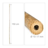 relaxdays Bambusstäbe Holz, Ø ca. 1,0 bis 1,7 cm braun rund, 25 St.
