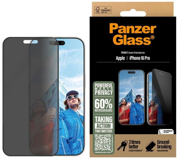 PanzerGlass™ Privacy Display-Blickschutzglas für Apple iPhone 16 Pro