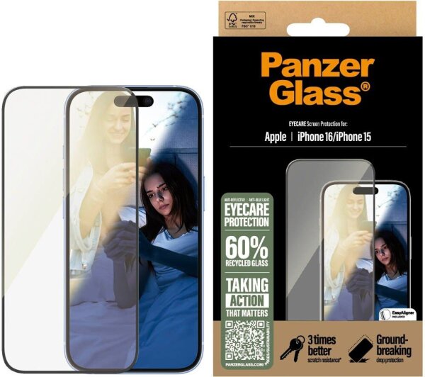 PanzerGlass™ Eyecare Display-Schutzglas für Apple iPhone 15, iPhone 16