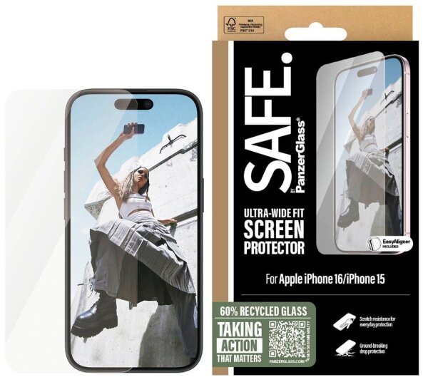 SAFE. by PanzerGlass™ Display-Schutzglas für Apple iPhone 15, iPhone 16