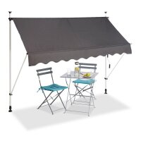 relaxdays Klemmmarkise grau 250,0 x 120,0 cm
