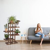 relaxdays Blumenregal Holz hellbraun rechteckig 81,0 x 25,0 x 125,0 cm, 1 St.