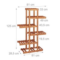 relaxdays Blumenregal Holz hellbraun rechteckig 81,0 x 25,0 x 125,0 cm, 1 St.