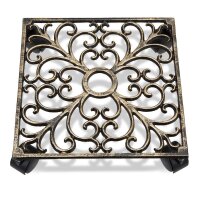 relaxdays Pflanzenroller Metall bronze quadratisch 27,5 x 27,5 x 7,5 cm, 1 St.