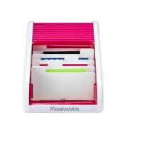 helit Visitenkartenbox weiß/pink, für bis zu 300 Visitenkarten