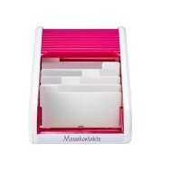 helit Visitenkartenbox weiß/pink, für bis zu 300 Visitenkarten