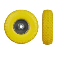 relaxdays Schubkarrenrad Vollgummi gelb, grau Stahl Felgen, Achse 2,0 cm