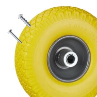 relaxdays Schubkarrenrad Vollgummi gelb, grau Stahl Felgen, Achse 2,0 cm