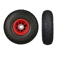 relaxdays Sackkarrenräder luftbereift schwarz, rot Vollgummi Felgen, Achse 2,0 cm