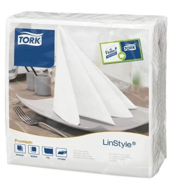 TORK Servietten LinStyle® Premium weiß 1-lagig 39,0 x 39,0 cm, 50 St.